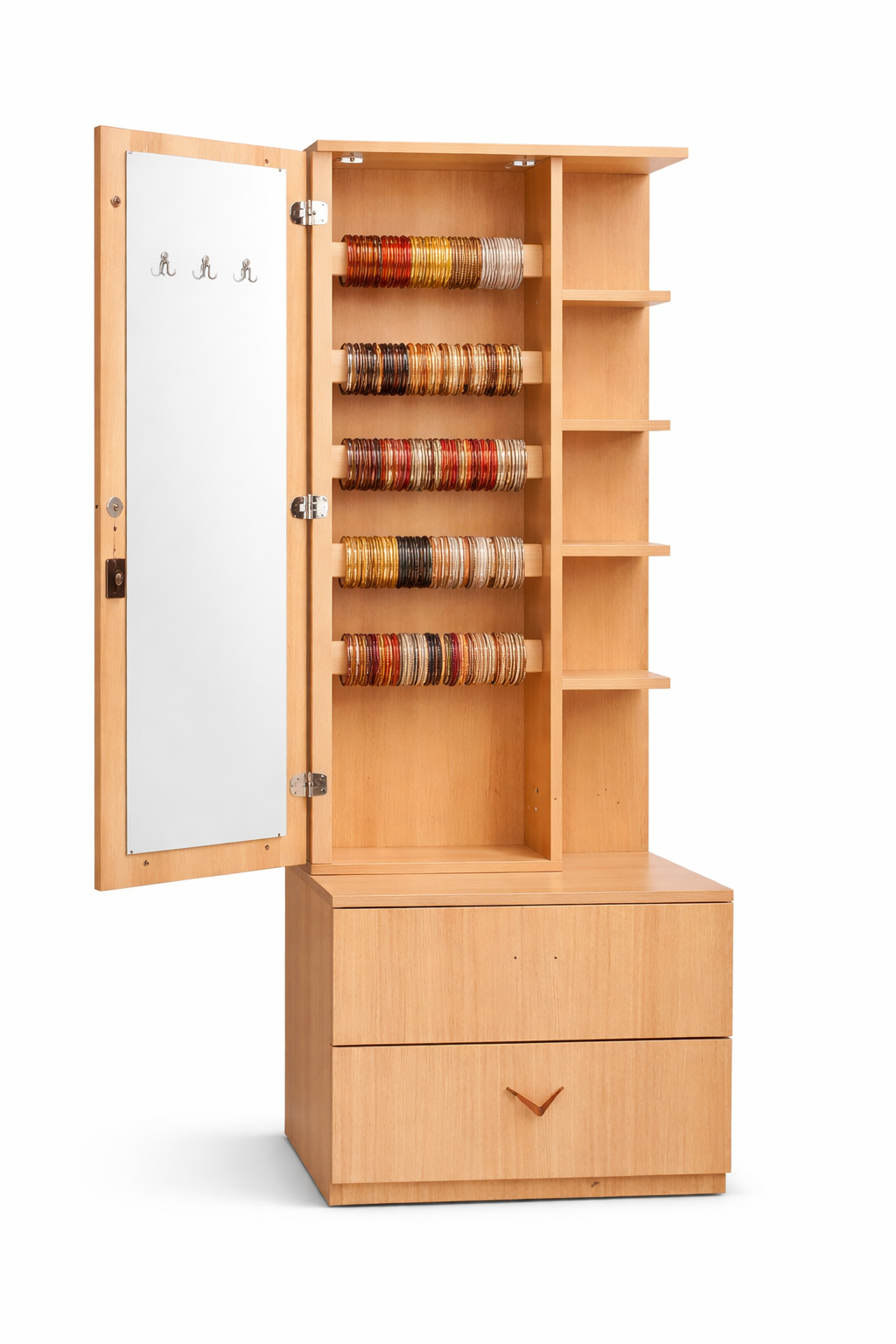 Modern Dressing Table with Mirror & Side Shelves