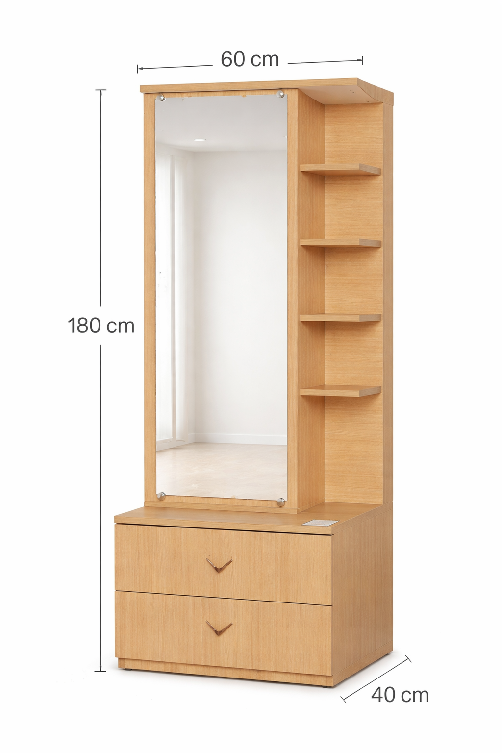 Modern Dressing Table with Mirror & Side Shelves